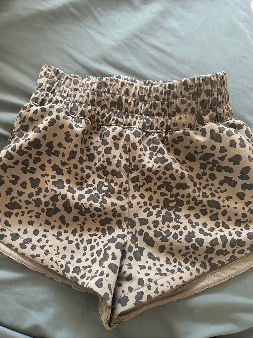 Abercrombie & Fitch Leopard Print Athletic Shorts - Tan/Black YPB
